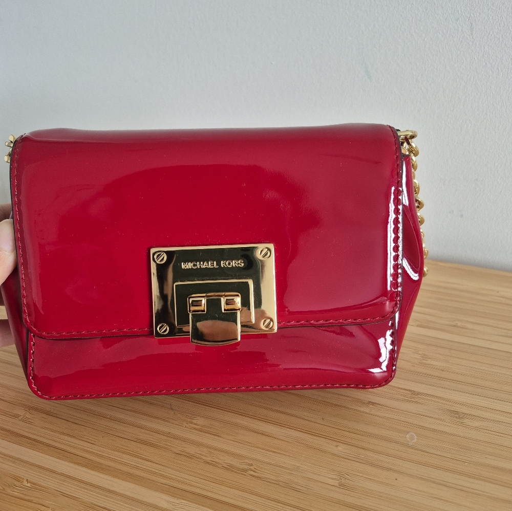 Michael Kors Red Patent Leather Crossbody Bag
